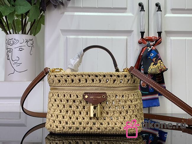 LV Vanity Chain Pouch Natural Tan Raffia M14303 - 19x6.5x11.5cm - 1