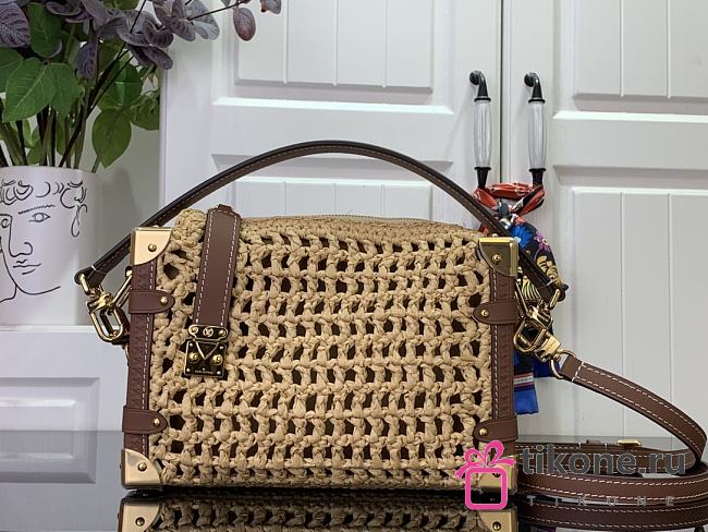 LV Side Trunk MM Natural Tan Raffia M14405 - 23.5x16x8.5cm - 1