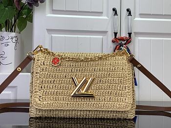 LV Twist PM Slim Natural Tan Raffia M14309 - 19x15x7cm