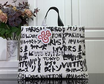 LV Shopper Tote MM Damier White Black N40797 - 40x32x16cm