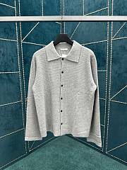 The Row Barkley Waffle Knit Wool and Cashmere Blend Overshirt Gray - 1
