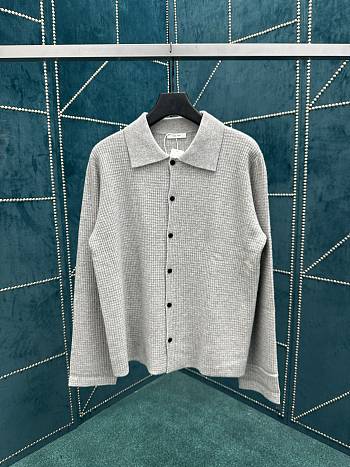 The Row Barkley Waffle Knit Wool and Cashmere Blend Overshirt Gray