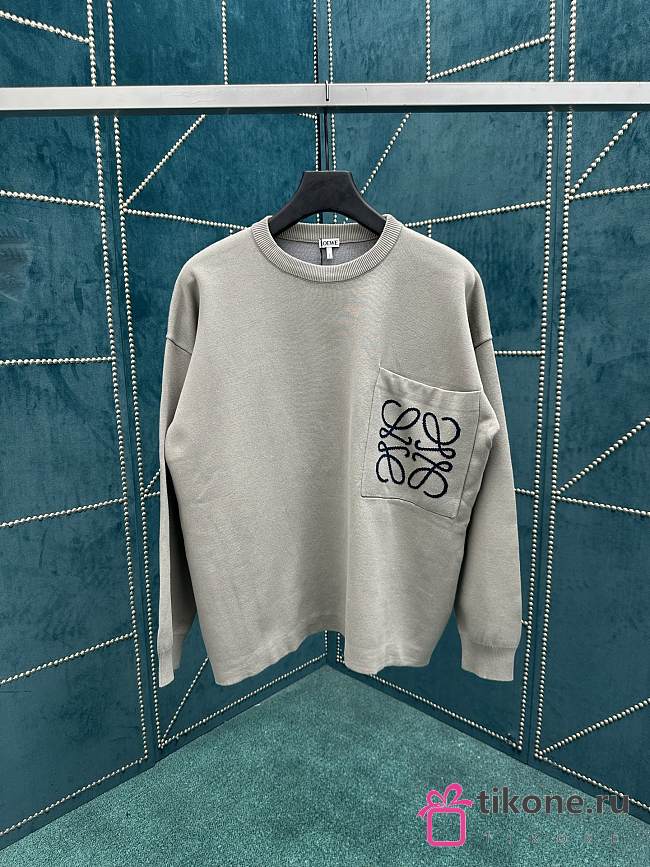 Loewe Anagram Pocket Sweater in Cotton Blend Gray - 1