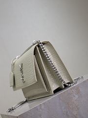 YSL Sunset Medium In Crocodile Embossed Leather White Silver - 22x8x16 - 6