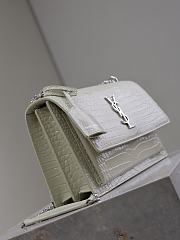 YSL Sunset Medium In Crocodile Embossed Leather White Silver - 22x8x16 - 5