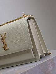 YSL Sunset Medium In Crocodile Embossed Leather White Gold - 22x8x16 - 6
