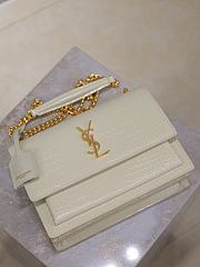 YSL Sunset Medium In Crocodile Embossed Leather White Gold - 22x8x16 - 3