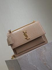 YSL Sunset Medium In Crocodile Embossed Leather Beige Gold - 22x8x16 - 3