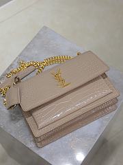 YSL Sunset Medium In Crocodile Embossed Leather Beige Gold - 22x8x16 - 2