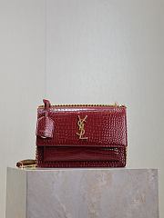 YSL Sunset Medium In Crocodile Embossed Leather Red Gold - 22x8x16 - 2
