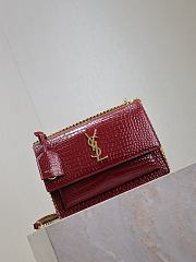 YSL Sunset Medium In Crocodile Embossed Leather Red Gold - 22x8x16 - 4