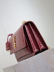 YSL Sunset Medium In Crocodile Embossed Leather Red Gold - 22x8x16 - 5