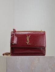 YSL Sunset Medium In Crocodile Embossed Leather Red Gold - 22x8x16 - 1