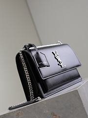 YSL Sunset Medium In Smooth Leather Black Silver - 22x8x16cm - 4
