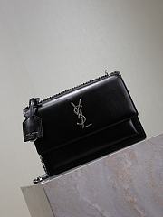 YSL Sunset Medium In Smooth Leather Black Silver - 22x8x16cm - 3