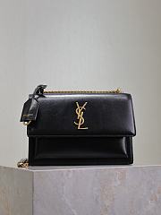 YSL Sunset Medium In Smooth Leather Black Gold - 22x8x16cm - 1