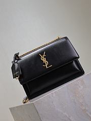 YSL Sunset Medium In Smooth Leather Black Gold - 22x8x16cm - 6