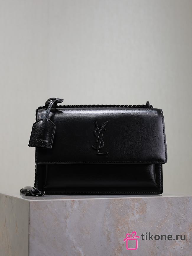 YSL Sunset Medium In Smooth Leather Black - 22x8x16cm - 1