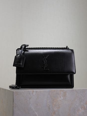 YSL Sunset Medium In Smooth Leather Black - 22x8x16cm