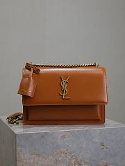 YSL Sunset Medium In Smooth Leather Brown Gold - 22x8x16cm - 1