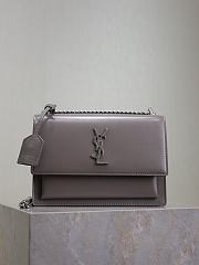YSL Sunset Medium In Smooth Leather Gray Silver - 22x8x16cm - 1