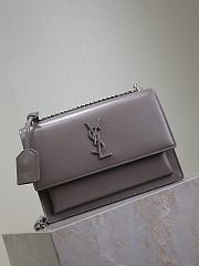 YSL Sunset Medium In Smooth Leather Gray Silver - 22x8x16cm - 5