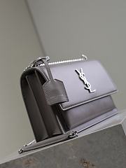 YSL Sunset Medium In Smooth Leather Gray Silver - 22x8x16cm - 3