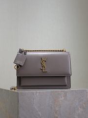 YSL Sunset Medium In Smooth Leather Gray Gold - 22x8x16cm - 6