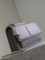 YSL Sunset Medium In Smooth Leather Gray Gold - 22x8x16cm - 5