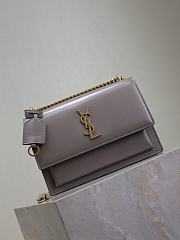 YSL Sunset Medium In Smooth Leather Gray Gold - 22x8x16cm - 4