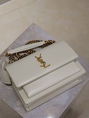 YSL Sunset Medium In Smooth Leather White Gold - 22x8x16cm - 3