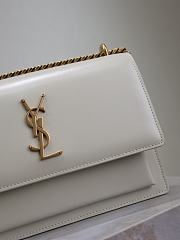 YSL Sunset Medium In Smooth Leather White Gold - 22x8x16cm - 4