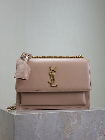 YSL Sunset Medium In Smooth Leather Nude Gold - 22x8x16cm