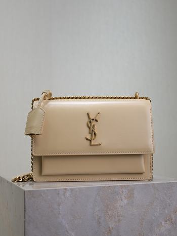 YSL Sunset Medium In Smooth Leather Beige Gold - 22x8x16cm