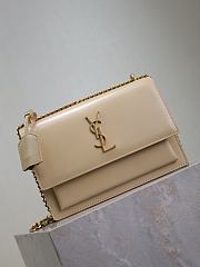 YSL Sunset Medium In Smooth Leather Beige Gold - 22x8x16cm - 5