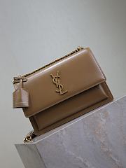YSL Sunset Medium In Smooth Leather Dark Beige Gold - 22x8x16cm - 6