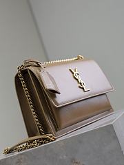 YSL Sunset Medium In Smooth Leather Dark Beige Gold - 22x8x16cm - 3