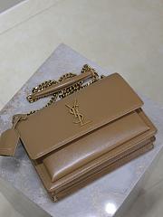 YSL Sunset Medium In Smooth Leather Dark Beige Gold - 22x8x16cm - 2