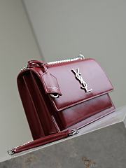 YSL Sunset Medium In Smooth Leather Red Silver - 22x8x16cm - 6