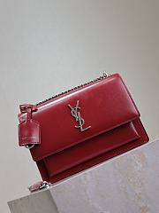 YSL Sunset Medium In Smooth Leather Red Silver - 22x8x16cm - 2