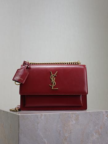 YSL Sunset Medium In Smooth Leather Red Gold - 22x8x16cm