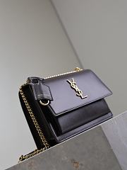 YSL Sunset Medium In Smooth Leather Chocolate - 22x8x16cm - 5