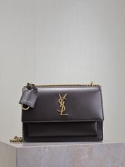 YSL Sunset Medium In Smooth Leather Chocolate - 22x8x16cm - 4
