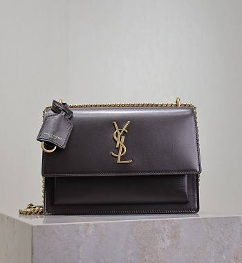YSL Sunset Medium In Smooth Leather Chocolate - 22x8x16cm