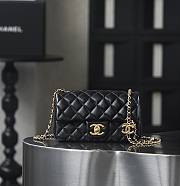 Chanel Mini Flap Bag Shiny Lambskin & Gold Tone Metal Black - 18x13x7cm - 1