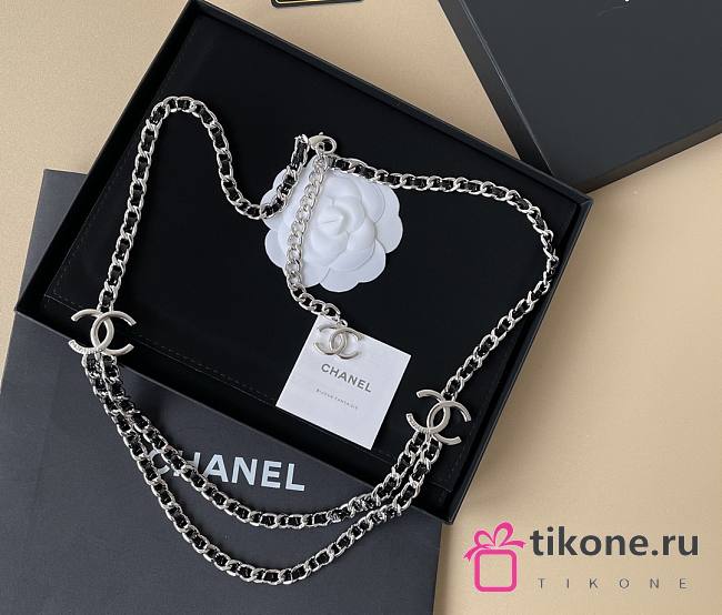 Spring-Summer 2025 Chanel Chain Belt Metal & Goatskin Silver & Black - 1