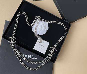 Spring-Summer 2025 Chanel Chain Belt Metal & Goatskin Silver & Black