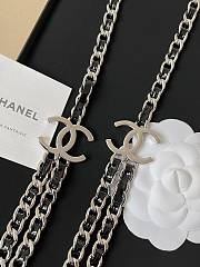 Spring-Summer 2025 Chanel Chain Belt Metal & Goatskin Silver & Black - 2