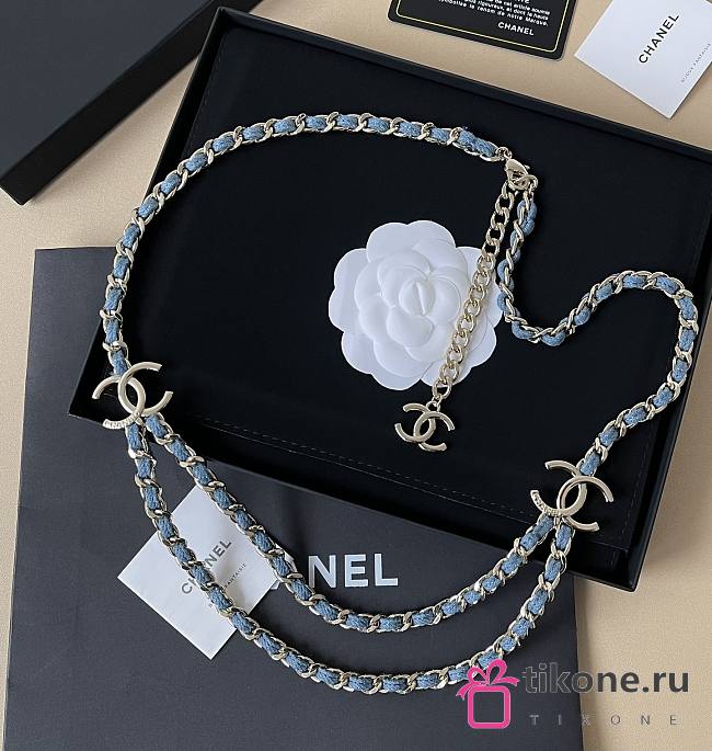 Spring-Summer 2025 Chanel Chain Belt Metal & Denim Gold & Blue - 1