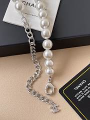 Chanel Chain Belt Metal Resin Glass Pearls Silver Pearly - 3